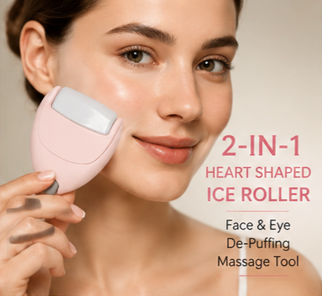 2-in-1 Heart Shaped Ice Roller — Face & Eye De-Puffing Massage Tool | LashliftCo