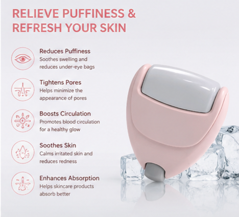 2-in-1 Heart Shaped Ice Roller — Face & Eye De-Puffing Massage Tool | LashliftCo