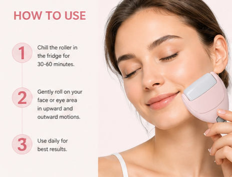 2-in-1 Heart Shaped Ice Roller — Face & Eye De-Puffing Massage Tool | LashliftCo