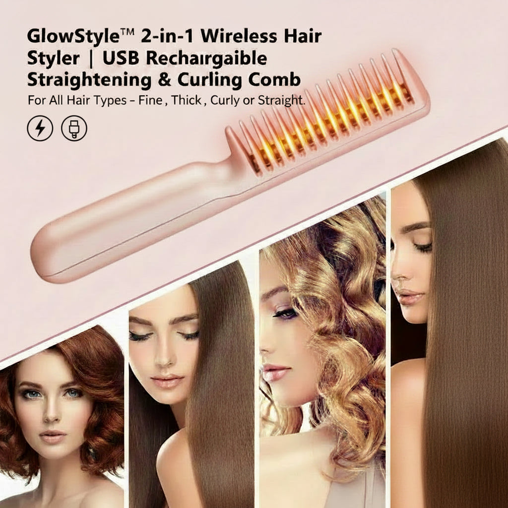 GlowStyle Wireless Hair Styler Pink Green Colour Options — LashliftCo