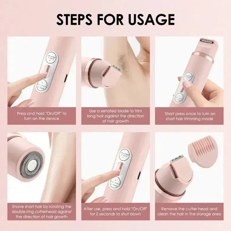 Dual-Head Painless Electric Shaver for Women — Cordless Hair Removal Device | LashliftCo