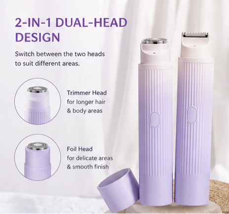 Dual-Head Painless Electric Shaver for Women — Cordless Hair Removal Device | LashliftCo